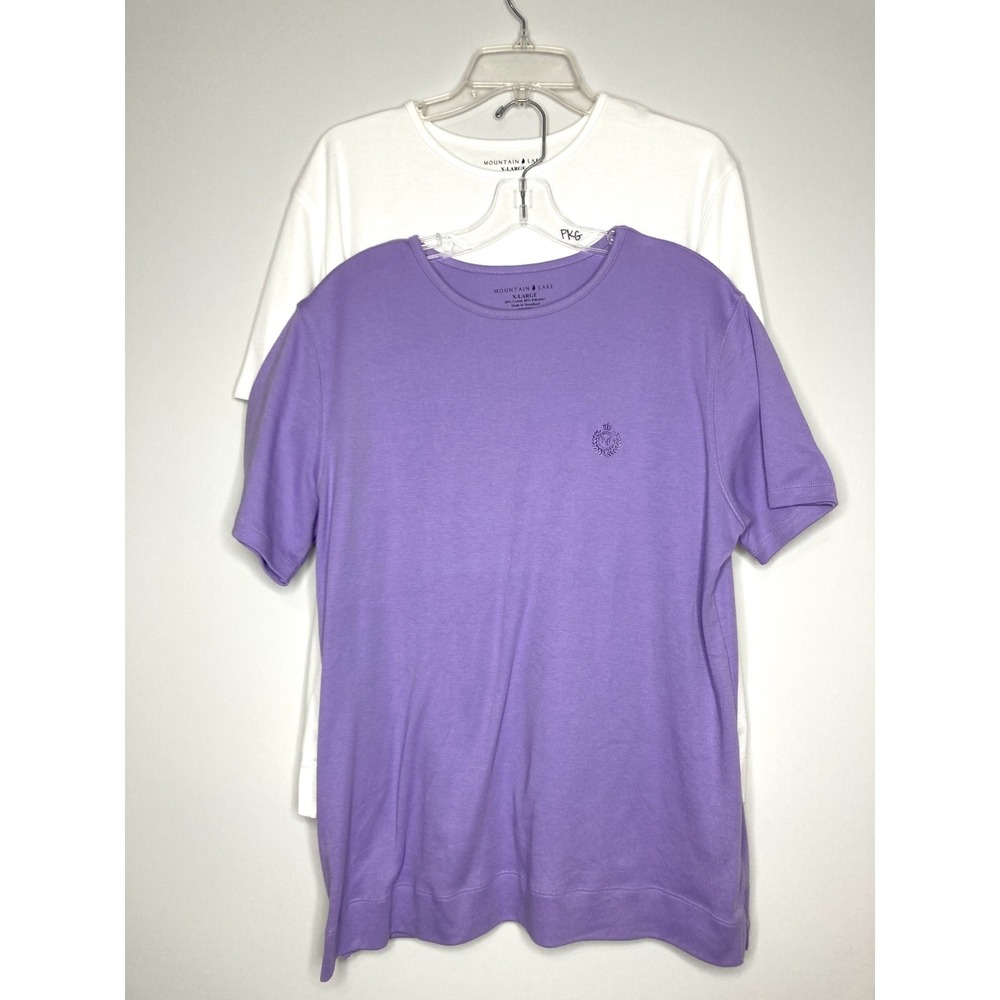 Set of 2 Mountain Lake Womens T-Shirt Tops Size XL Purple and White Short Sleeve